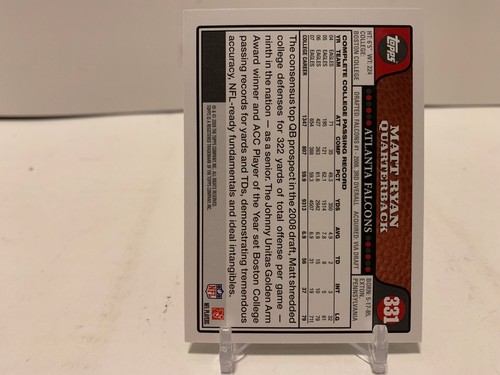 Matt Ryan RC 2007 Topps Falcons - Imagen 4 de 4