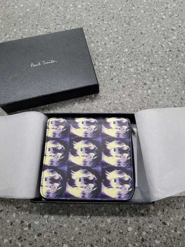Paul Smith Italian Leather Wallet With Negative Dog Print & Zip Closure NEW - Picture 2 of 9