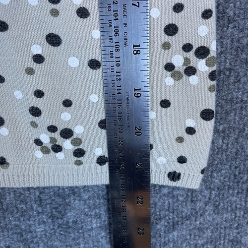 Laura Scott T Shirt Women M Beige Polka Dot Short Sleeve Top Pullover Crew Neck - Picture 8 of 9