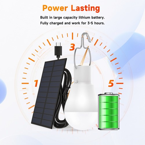 Solar Camping LED Lamp Rechargeable Tent Light Garden for Outdoor Hiking Lantern - Bild 12 von 42