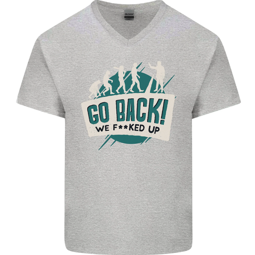 Go Back We Fooked Geschnürt Evolution Umgebung Herren V-Neck Baumwolle - Picture 6 of 43
