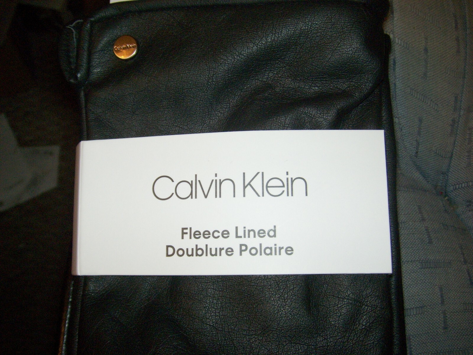Calvin Klein Gloves Touchscreen Fleece Lined Faux Leather Men