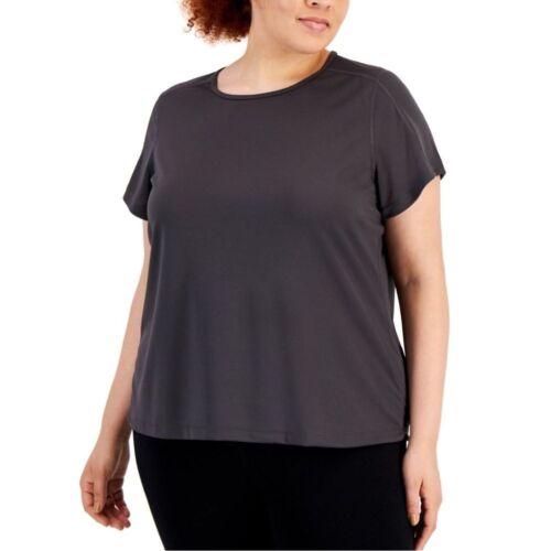 ID Ideology Women's Birdseye Mesh T-Shirt Gray Size 2X deep charcoal