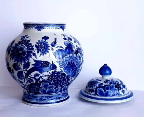 ROYAL DELFT PORCELEYNE FLES GINGER JAR LIDDED VASE 15 INCHES - THE ORIGINAL BLUE - Picture 6 of 10