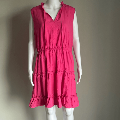 Pink Mini Sleeveless Ruffle Sundress Size XL - Picture 1 of 7