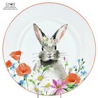 Ciroa EASTER PARADE 10.5" Dinner Plate Bunny Rabbit Spring Flowers Floral Mint