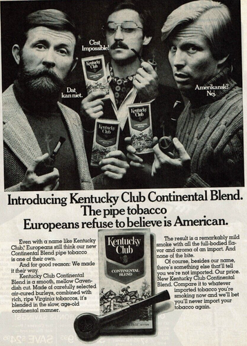 1977 Vintage Print Ad Kentucky Club Continental Blend The Pipe Tobacco Europeans - Bild 1 von 2