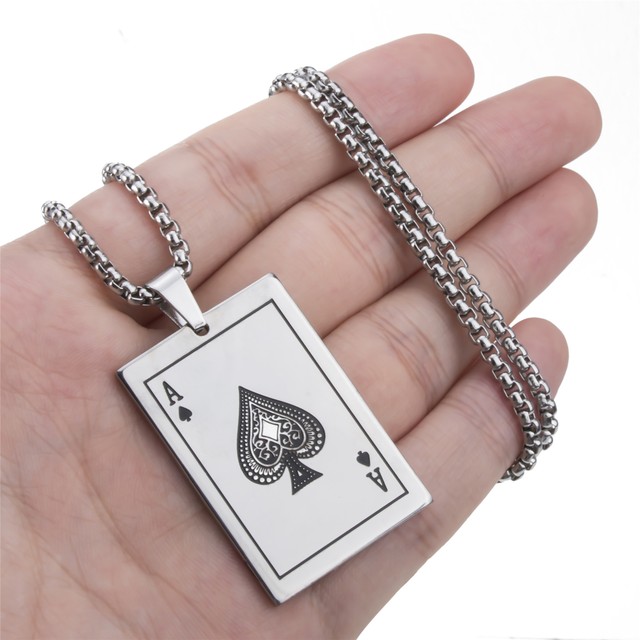 Ace of Hearts Poker Playing Cards Crystal Charm silver STAINLESS STEEL