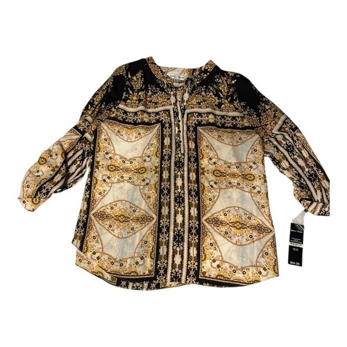Rebecca Malone Designer Womans Shirt Tunic Size XL Black Gold NWT - Picture 2 of 4