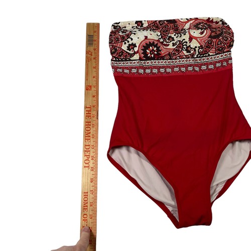 Traje de baño Michael Kors para mujer sin tirantes de una pieza talla 6 forrado de cachemira oxidada - Imagen 8 de 8