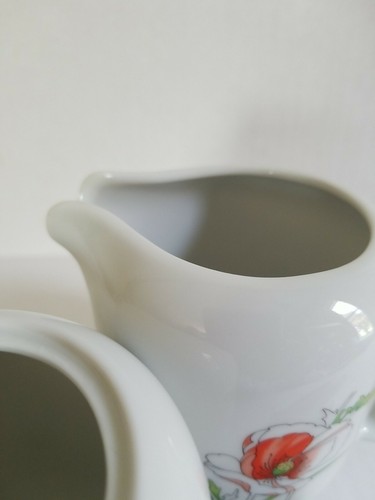 VTG Prelude Poppy Creamer Sugar Bowl White Porcelain Toscany Collection Japan - Picture 12 of 12