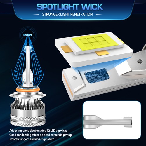 For GMC Sierra 1500 2500 HD 2007-2013 LED High Low Headlight Fog Light Bulbs V15 - Picture 4 of 17