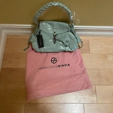 Francesco Biasia Shoulder Handbag Jade Green Silver Purse Authentic A50607 New