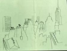 George Grosz "NYC skyline " 35mm Dadaism New Objectivity Slide