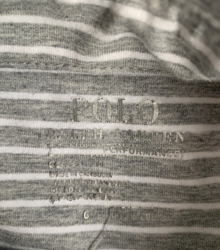 Polo Ralph Lauren Herren Poloshirt grau gestreift Performance Kurzarm L oder XL? - Bild 6 von 6