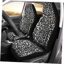 Grey Leopard Print Auto Seat Cover for Men Women, Car Gray Leopard Pattern