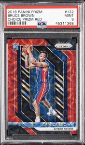 2018 PANINI PRIZM CHOICE PRIZM-RED #132 BRUCE BROWN #/88 PSA 9