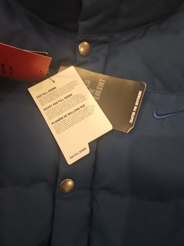 Nike Puffer Vest Mens XXL Tall Blue Full Zip Down 550 Fill Pockets Snap Front - Picture 4 of 12