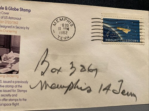 US Space FDC 1962 MEMPHIS TENN Project Mercury 1ST DAY Charles Chickering Cachet - Picture 3 of 4