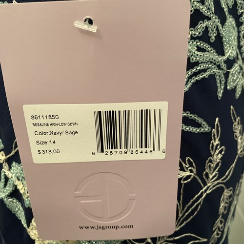 JS Collections ROSALINE HIGH-LOW GOWN Size 14 - Picture 10 of 15