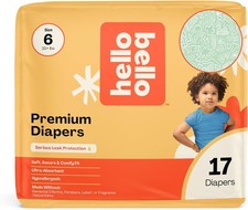 Hello Bello Premium Diapers Size 6 35 lbs Daring Doodlers Designs, 17ct Jumbo
