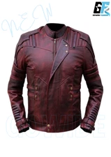 Guardians of the Galaxy 2 Star Lord Chris Pratt Maroon Real Leather Jacket