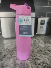 Zak Designs 20 fl oz Stainless Steel Insulated Straw Bottle - Light Pink