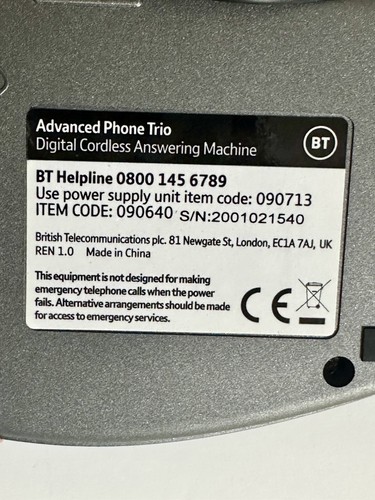 BT Advanced 090640 Cordless Phone Trio 100% Call Blocking & Answering Machine - Picture 8 of 11