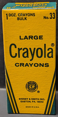 Vintage LARGE Crayola Crayons 12 Pack BLACK Bulk Binney Smith New York USA