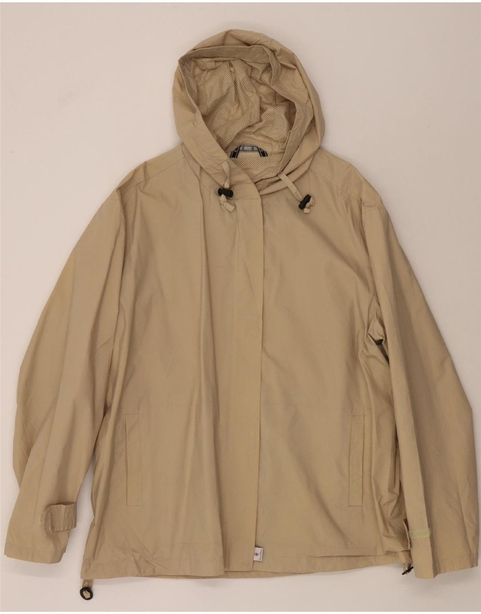 CONTE OF FLORENCE Womens Hooded Rain Jacket UK 16 Large Beige