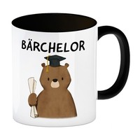 BäR Mit Doktorhut Kaffeebecher In Schwarz Mit Spruch BäRchelor