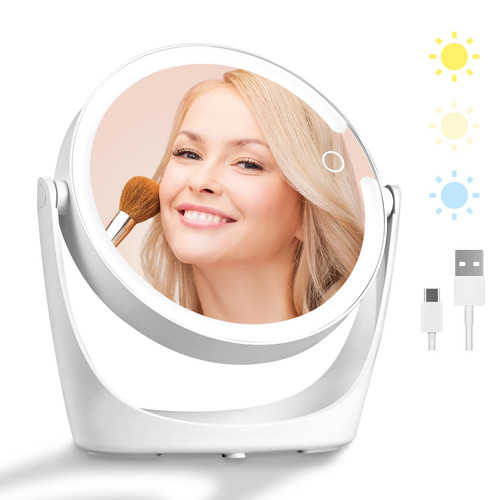 Makeup Mirror with Lights, 1x/10x Magnifying Mirror with Light, Double Sided ... - Bild 1 von 6