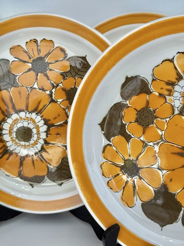 Set of 5 HARA Mediterranean Ironstone Orange Burst Dinner Plates Japan 10 3/8” - Picture 6 of 24