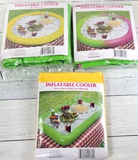 Inflatable Cooler - 3 Pack - Round & Square Beach & Pool Cooler, Blow Up