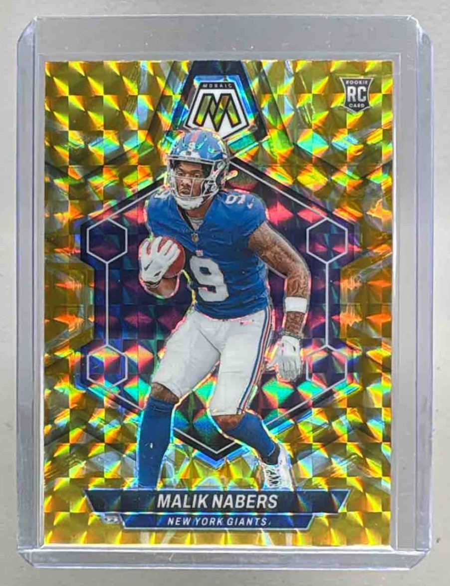 Malik Nabers 2024 Panini Mosaic #306 Reactive Yellow Prizm Rookie RC