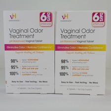 2x vH Essentials Vaginal Treatment Eliminates Odor Healthy pH Balanced 6 Tablets