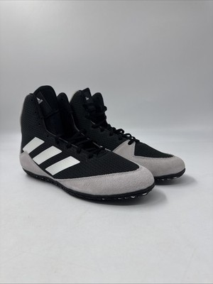Adidas Mat Wizard 5 Gray White Black Lace-Up Wrestling Shoes FZ5381 Mens Size 10