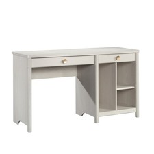 Light Grey Computer Desk, Writing Desk with Storage Shelf for Home Office Study