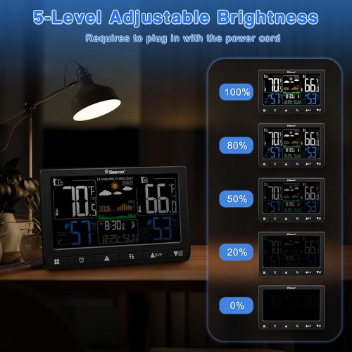Geevon Weather Stations Wireless Indoor Outdoor with Atomic Clock, Color VA... - Picture 7 of 9