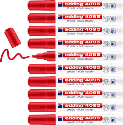 4095 Chalk Marker - Red - 10 Chalk Pens - round Tip 2-3 Mm - Medium-Tipped Wet W