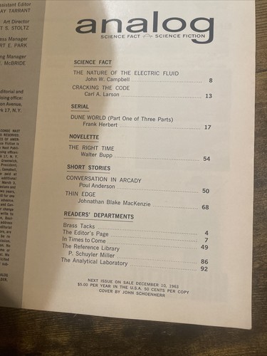 Analog Science Fiction Dune World Prophet By Frank Herbert 6 Issues 1963 - 1965 - Foto 12 di 18