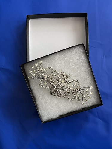 Große Vintage 4" Design Strass Silberfarben Klar Kristall Cluster Anstecknadel Brosche - Bild 2 von 12