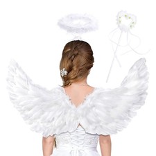 Angel Wings, 80 40cm White Angel Wings and Halo for Women Adult for Christm...