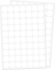 1" White Dot Stickers 1050 PCS Round Circle Colored 1 inch, 