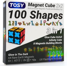 TOSY Magnet Cube 2x2 3-in-1 Glowing Puzzle Infinity Cube STEM Toy UV Flashlight