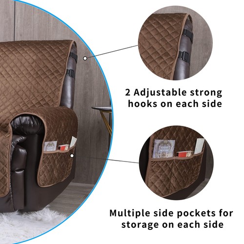 Velvet Recliner Covers Non Slip Waterproof Large Recliner Chair Covers for Le... - Picture 4 of 7