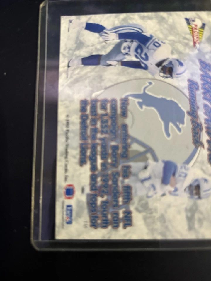 1993 Pacific Prism - Барри Сандерс #28 почти как новый/новый - Изображение 3 из 3