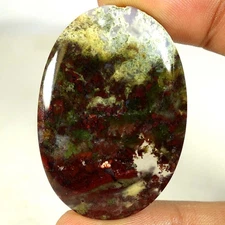 100% Natural Indonesian Moss Agate Oval Cabochon Gemstone 76.60Cts. 32x47x06mm