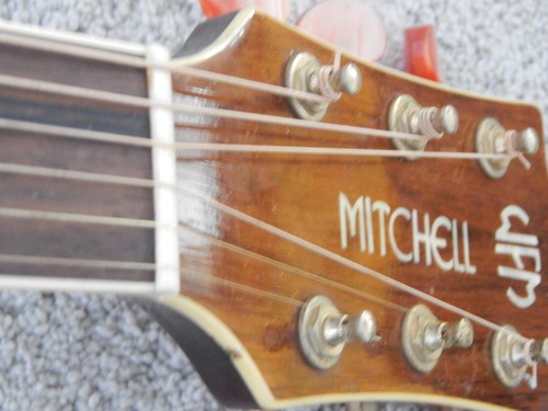 VINTAGE c1970 WFM MITCHELL ACOUSTIC GUITAR + HARD SHELL CASE - Picture 10 of 13