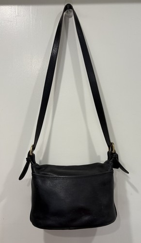 Coach Fletcher 4150 Black Soft Leather Flap Shoulder Crossbody Bag Brass Vintage - Picture 2 of 18